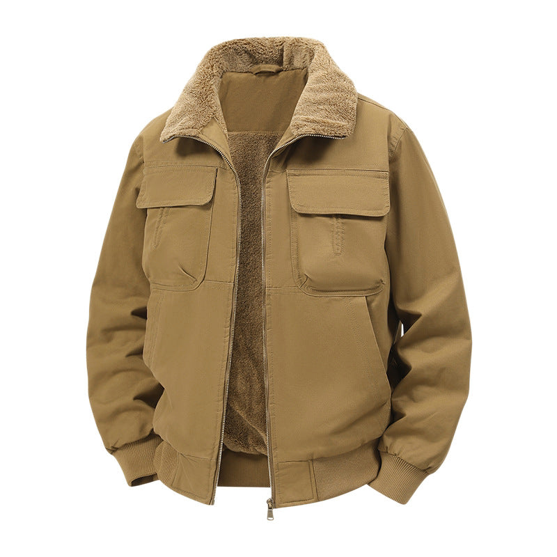 Herren Thermo‑Bomberjacke mit durchgehendem Reißverschluss, Sherpa‑Kragen und Utility‑Taschen Shop Nory