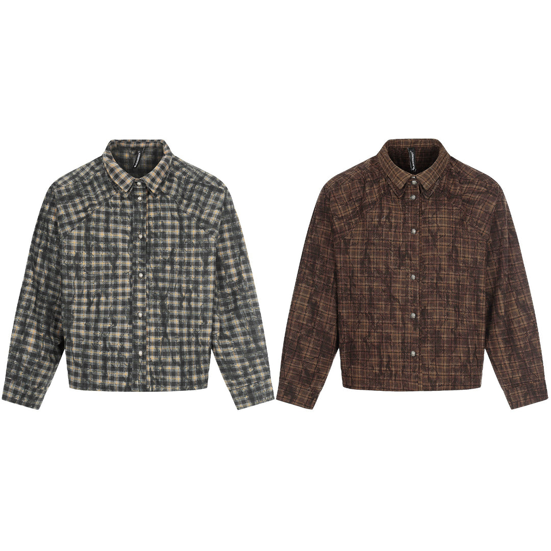 Herren Oversized Karo-Overshirt im Blousonstil mit distressed Finish Shop Nory