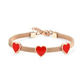 Damen Armband mit roten Herzanhängern und feiner Mesh-Oberfläche Shop Nory