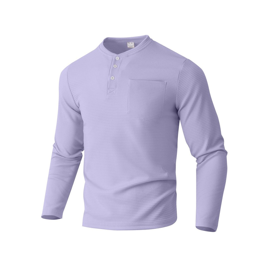 Herren Langarm Henley mit Waffelstruktur und Brusttasche thermisches Langarmshirt Shop Nory