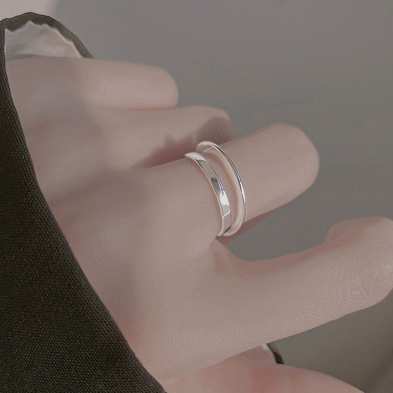 Damen minimalistischer Silberring mit doppellagigem Design Shop Nory