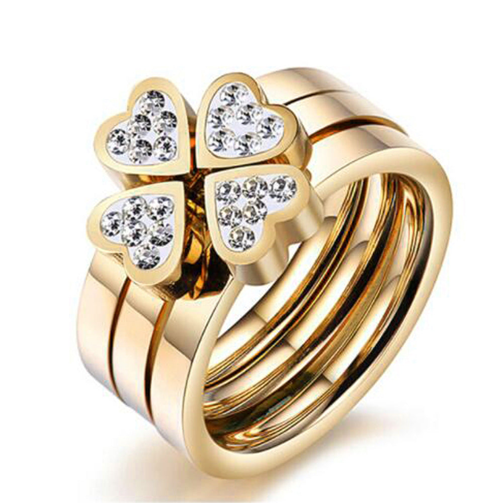 Damen Ring mit vierblättrigem Kleeblatt-Design und strahlendem Zirkonia-Besatz Shop Nory