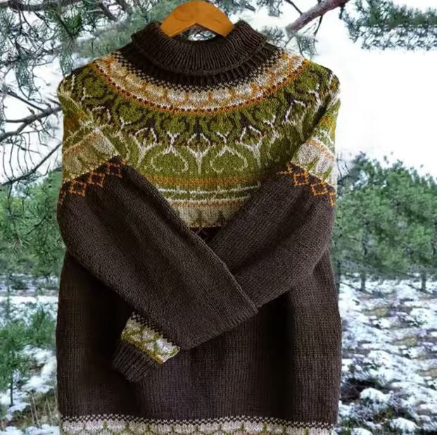 Damen nan kuscheliger Norweger-Strickpullover mit Stehkragen und Oversize-Passform Shop Nory