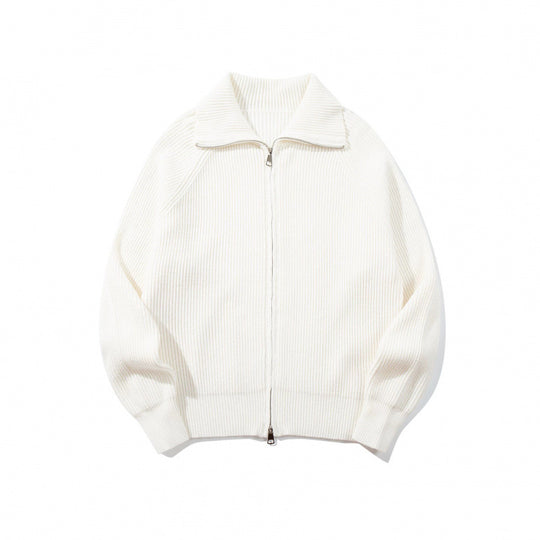 Unisex Grobgerippte Zip-Strickjacke mit Stehkragen, Raglanärmeln und Zwei-Wege-Reißverschluss Shop Nory