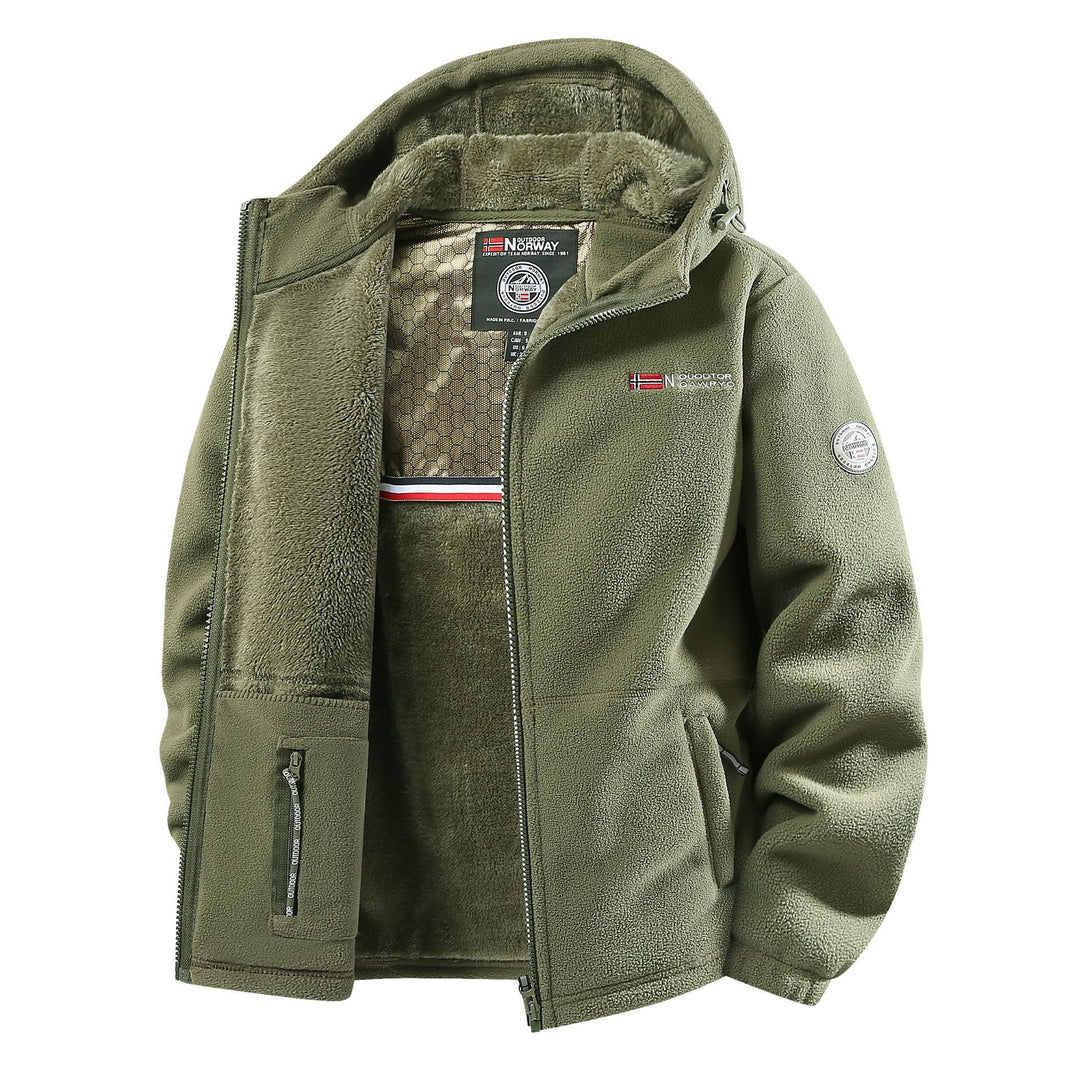 Herren Thermo-Fleecejacke mit Teddyfutter, Stehkragen und verdeckten Innentaschen Shop Nory