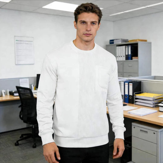Herren Langärmeliges Struktur-Sweatshirt mit Brusttasche und Rippdetail Shop Nory