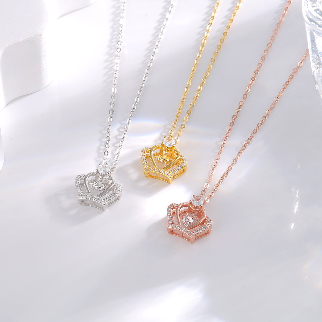 Damen Halskette mit funkelndem Kronenanhänger und Zirkonia Shop Nory