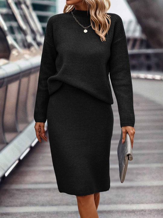 Damen nan gestricktes Twinset mit oversized Pullover und knielangem Bleistiftrock Shop Nory
