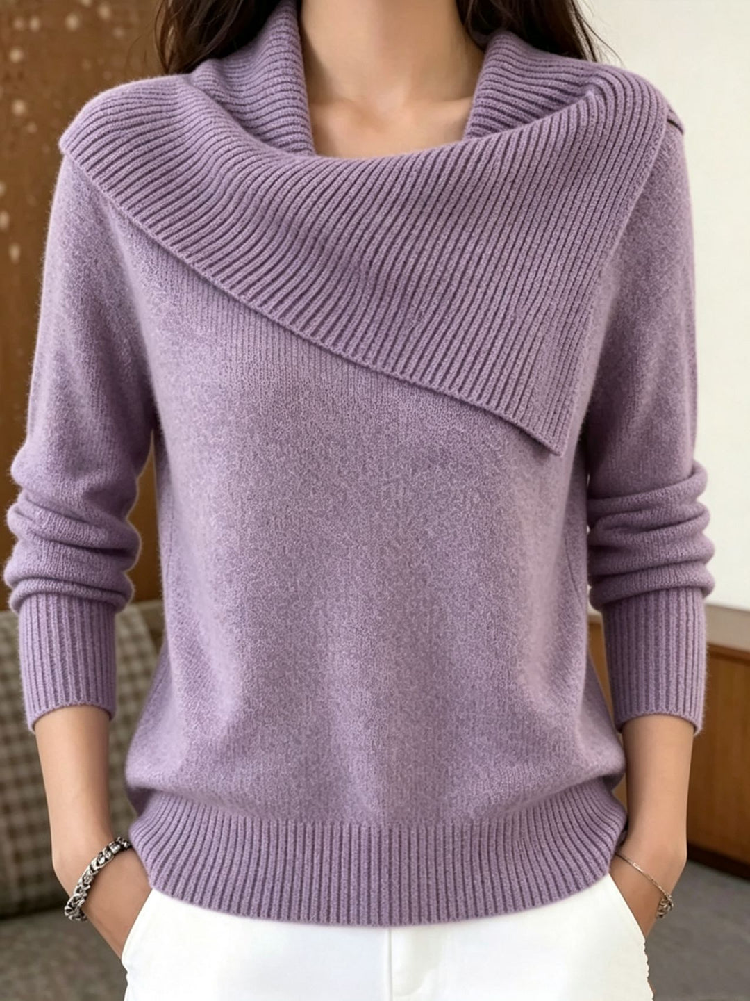 Damen Oversized Rollkragenpullover mit asymmetrischem Schalkragen Shop Nory