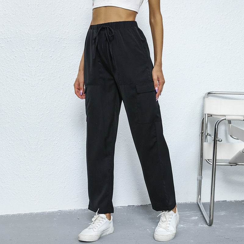Damen Cargo-Hose mit Tunnelzug, geradem Bein und aufgesetzten Taschen Shop Nory