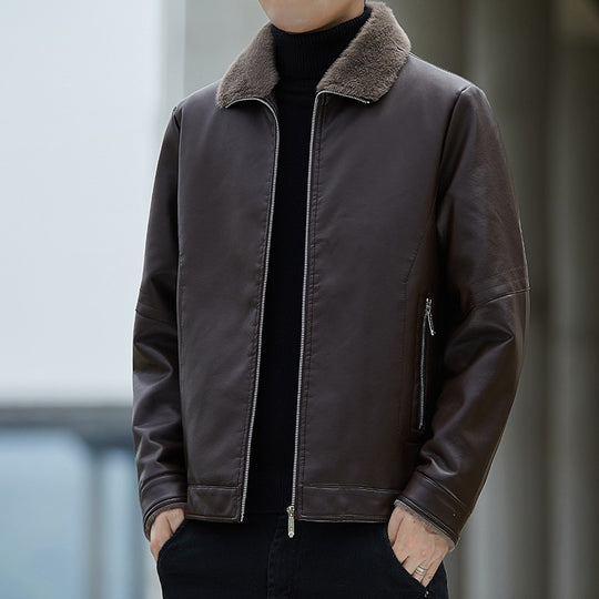 Herren Kunstlederjacke mit Stehkragen Shop Nory