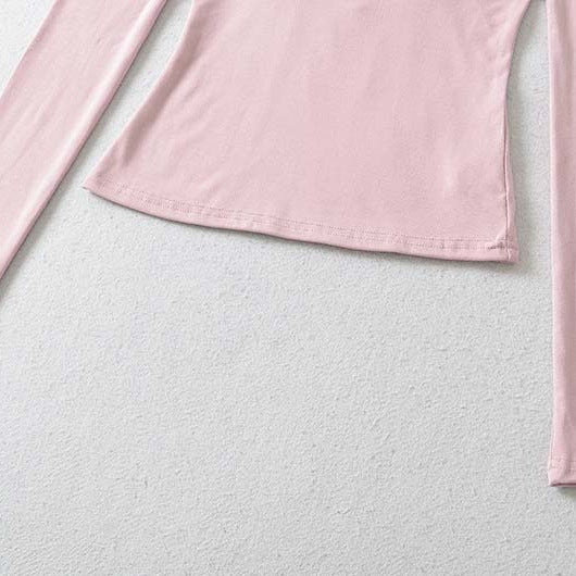 Damen Figurbetontes Langarm-Top mit tiefem V‑Ausschnitt, gekreuzten Spaghettiträgern und Spitzenkante Shop Nory