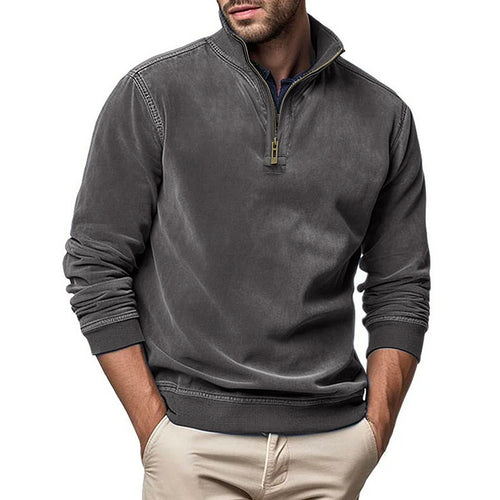 Herren Halbzip Sweatshirt mit Stehkragen und Rippbündchen Shop Nory