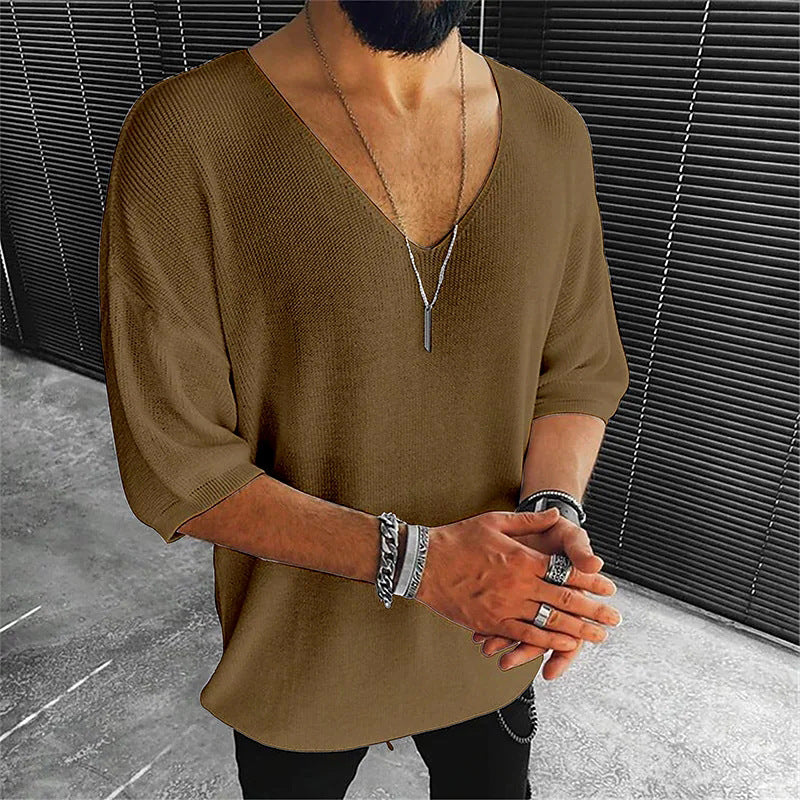 Herren Übergröße V-Ausschnitt Pullover