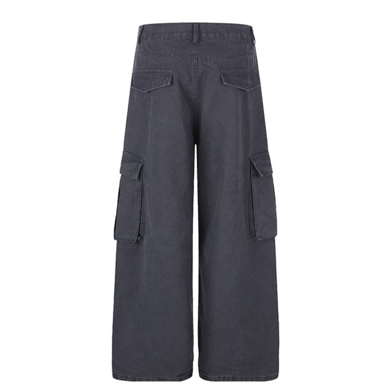 Damen Weite High‑Waist Cargo‑Hose mit großen Klappentaschen und Utility‑Details Shop Nory
