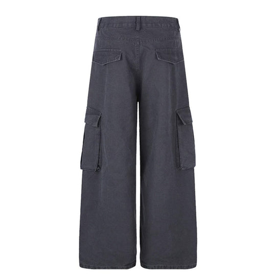 Damen Weite High‑Waist Cargo‑Hose mit großen Klappentaschen und Utility‑Details Shop Nory