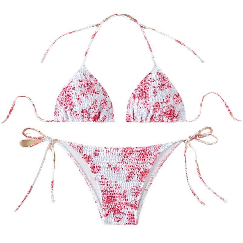 Damen Triangel-Bikini-Set mit floralem Muster und verstellbaren Trägern Shopnory