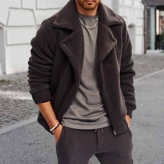 Herren Sherpa-Übergangsjacke mit Reverskragen und Rippbündchen Shop Nory
