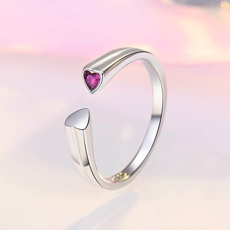 Damen Offener Ring mit Herzmotiv und funkelndem Zirkonia Shop Nory