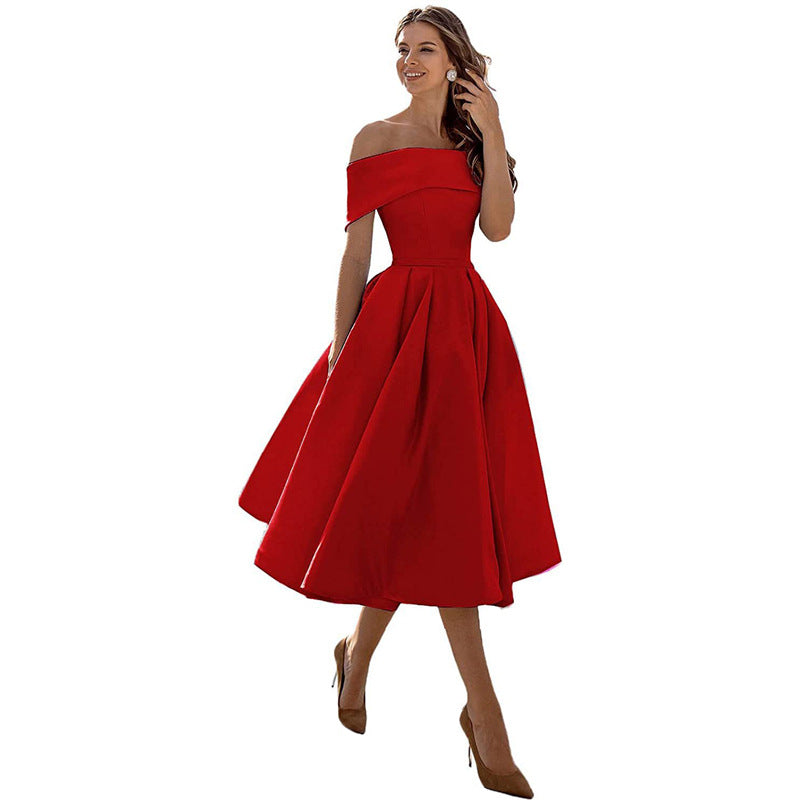 Legere Mode Satin Cocktailkleid Ohne Träger