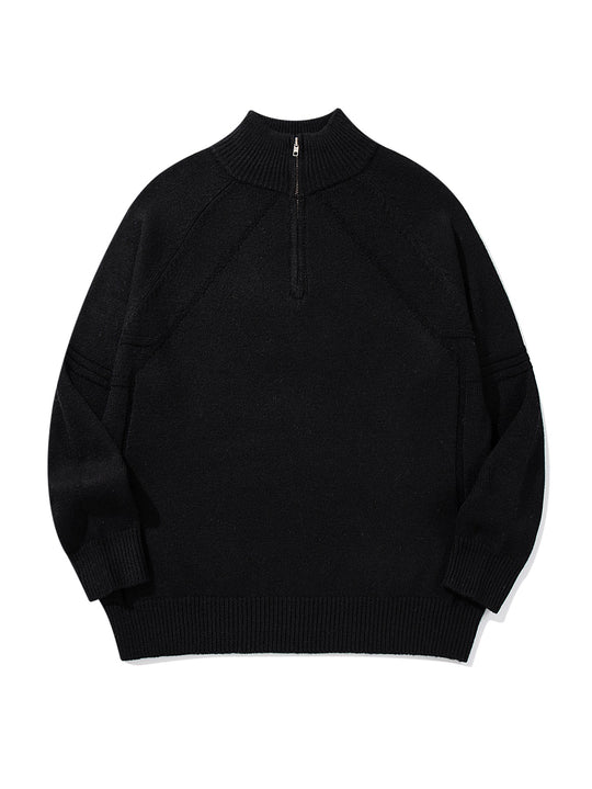 Unisex Halfzip-Strickpullover mit hohem Rippkragen und Raglanärmeln Shop Nory