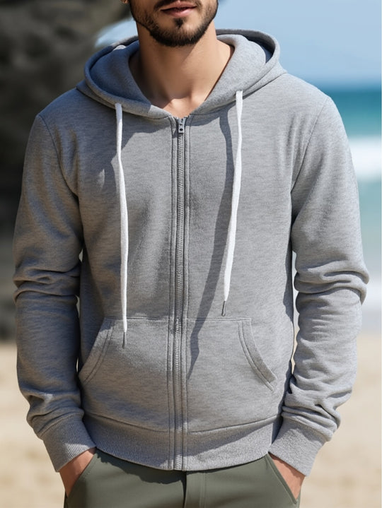 Herren Kapuzen‑Sweatjacke mit durchgehendem Reißverschluss, Kängurutaschen & weichem Futter Shop Nory