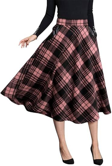 Damen Schwingender A-Linien Rock im modischen Karomuster Shopnory
