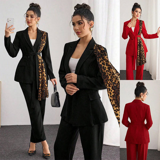 Damen Luxuriöses Blazeranzug mit Leopardenmuster Shop Nory