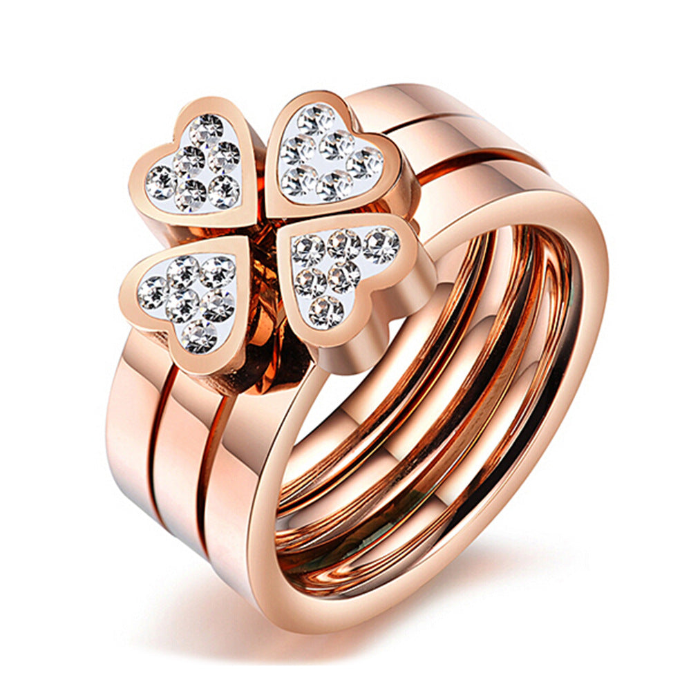 Damen Ring mit vierblättrigem Kleeblatt-Design und strahlendem Zirkonia-Besatz Shop Nory