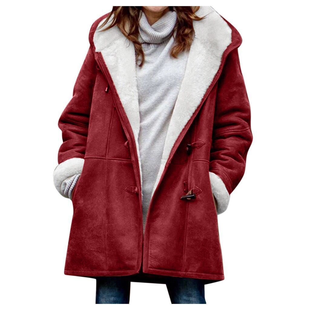 Damen Kapuzen-Dufflecoat mit Kunstfellbesatz und KnShop Noryelverschlüssen Shop Nory