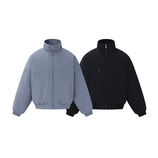 Unisex Boxy-wattierte Kurzjacke mit hochgeschlossenem Stehkragen und minimalistischer Nahtführung Shop Nory