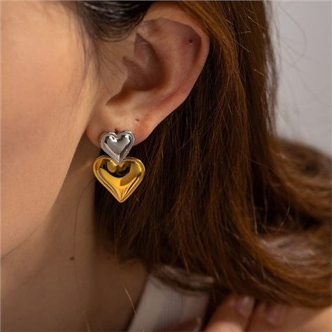Damen Herzförmige Silber Statement Ohrringe Shop Nory