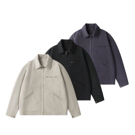 Herren Kurzjacke im Boxy-Schnitt aus Canvas mit Hemdkragen und Leistentaschen Shop Nory