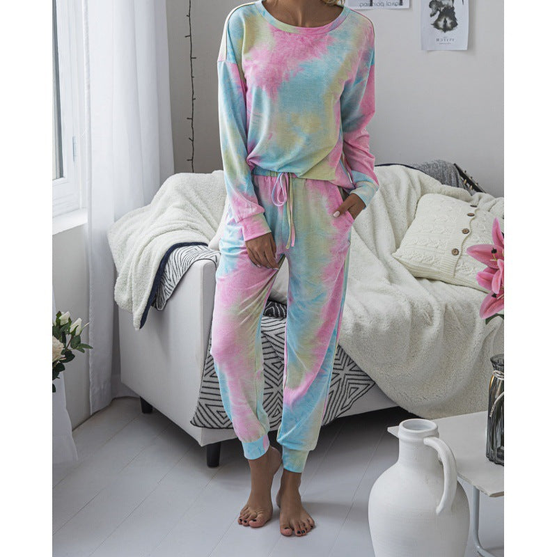 Damen Lässiger Tie-Dye Lounge-Jumpsuit mit Kordelzug und Eingrifftaschen Shop Nory