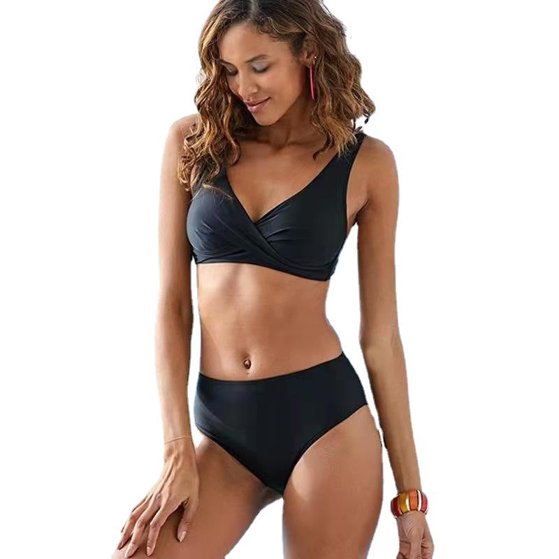 Damen Hochtailliertes Bikini-Set mit Wickeloberteil
