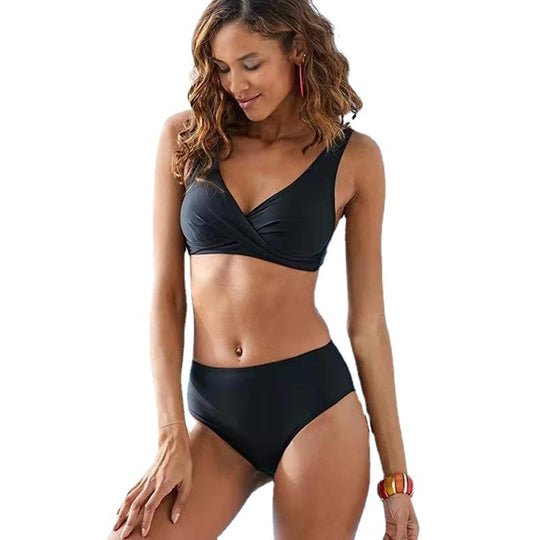 Damen Hochtailliertes Bikini-Set mit Wickeloberteil