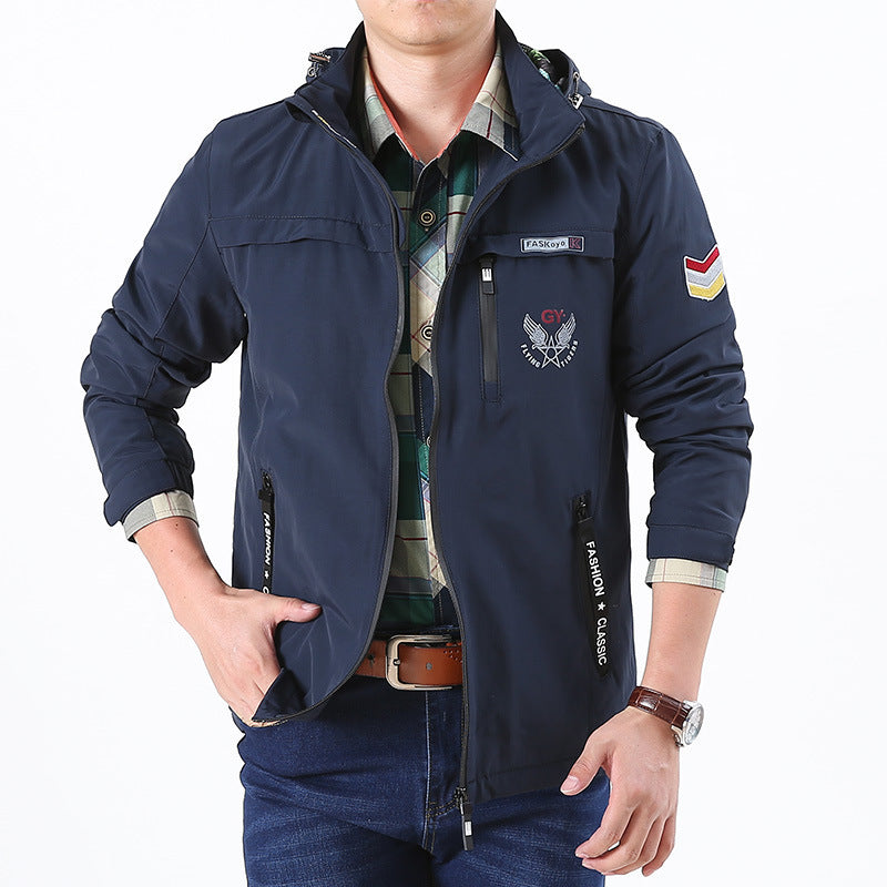 Herren leichte wasserabweisende Softshell-Kapuzenjacke mit Reißverschlusstaschen und Ärmeldetail Shop Nory