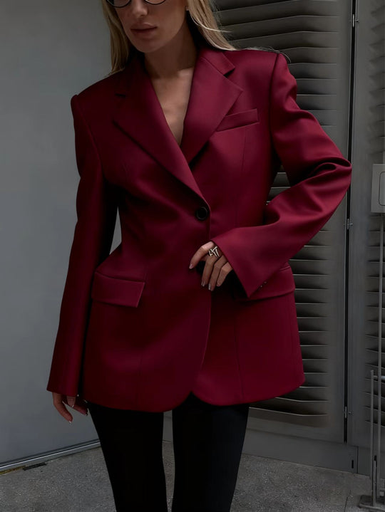 Damen Oversized Longblazer mit betonter Schulterpartie und Pattentaschen Shop Nory
