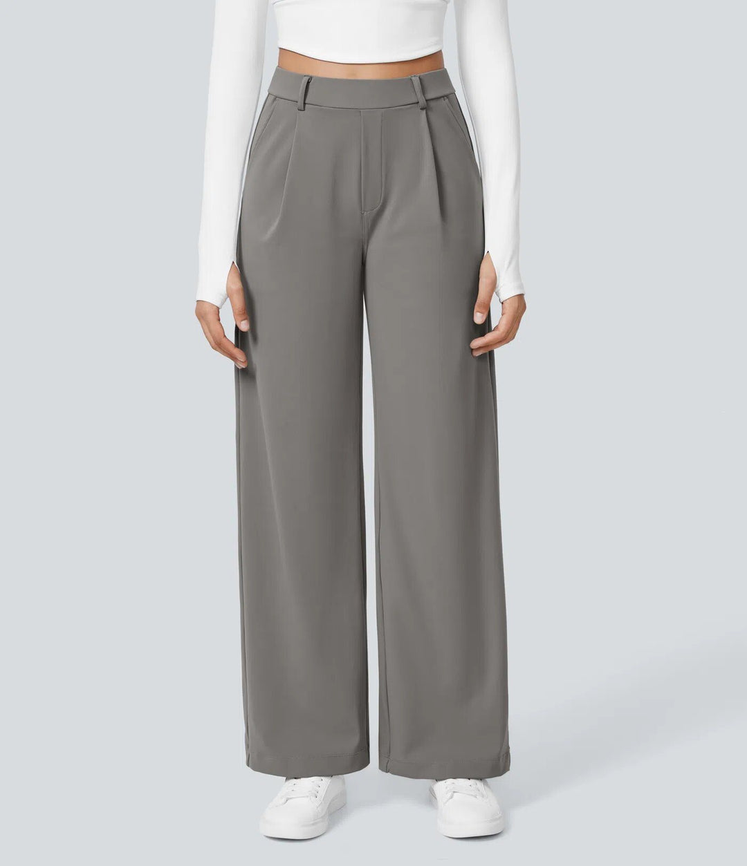 Damen Weite High‑Waist Palazzo‑Hose mit Bundfalten und Eingrifftaschen Shop Nory