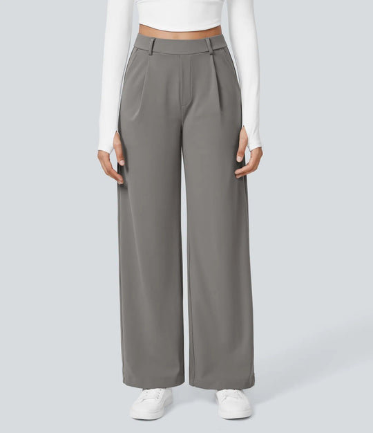 Damen Weite High‑Waist Palazzo‑Hose mit Bundfalten und Eingrifftaschen Shop Nory