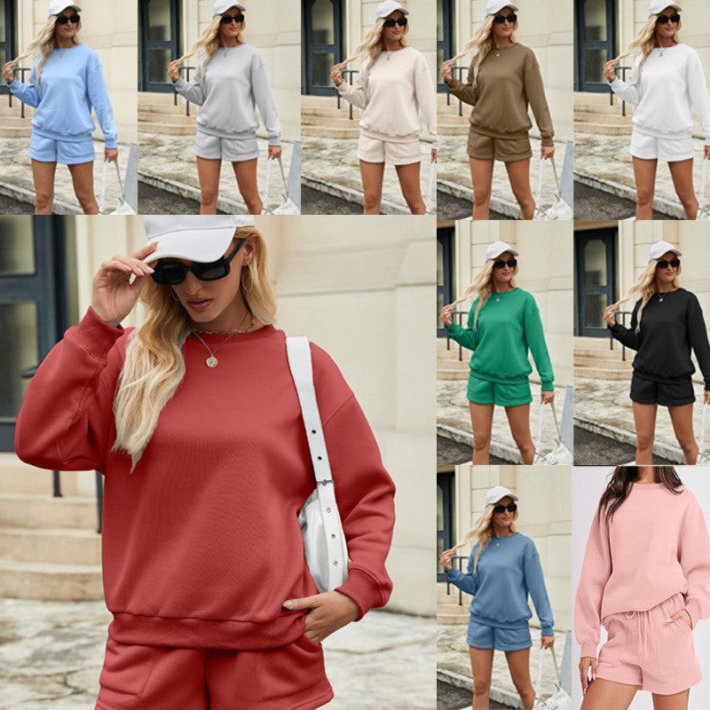 Damen Lässiges Sweatset mit Oversize‑Sweatshirt und hochgeschnittenen Shorts Shop Nory