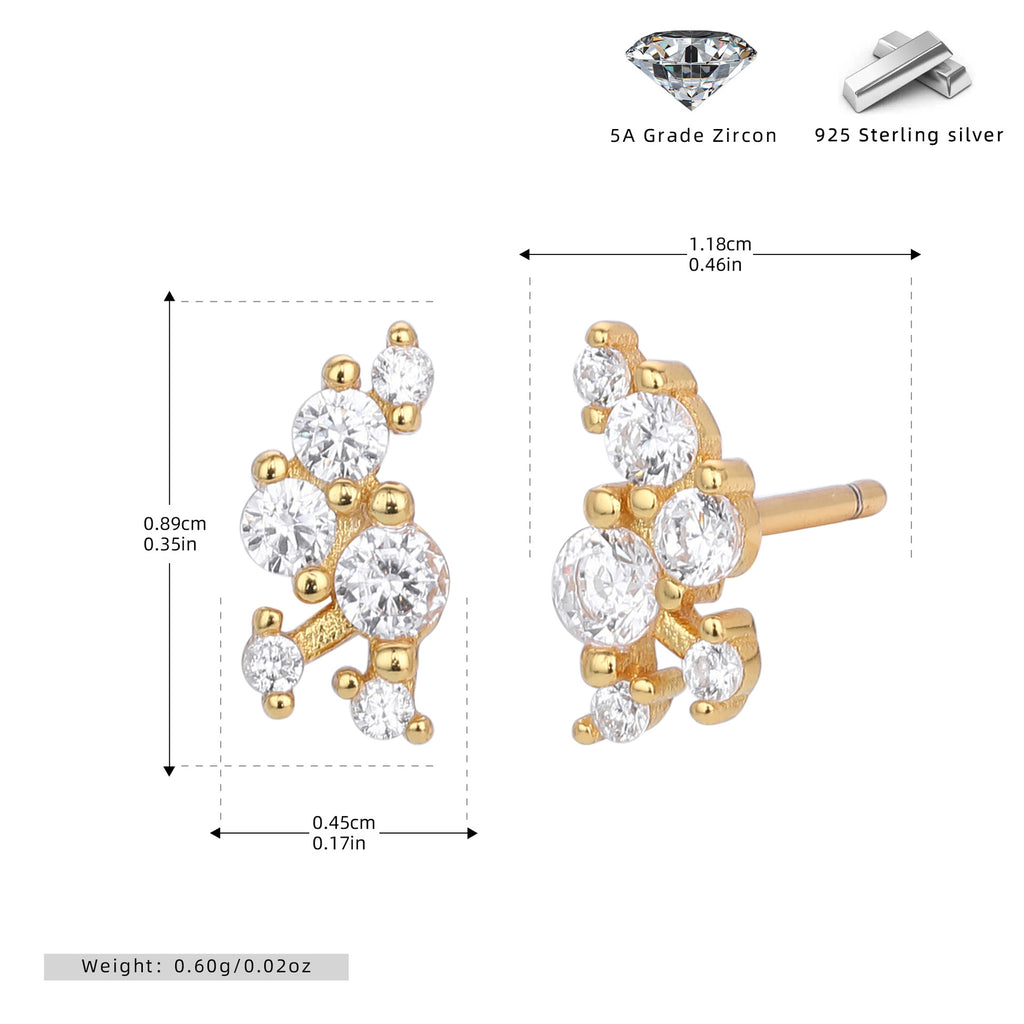 Damen Ohrringe mit funkelndem Zirkon in goldfarbener Fassung Shop Nory