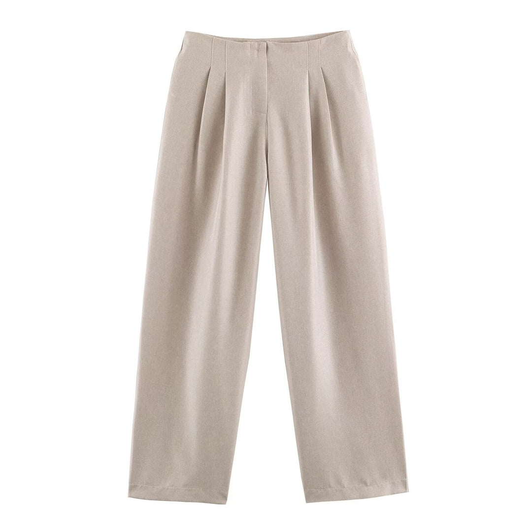 Damen Hochtaillierte Bundfalten-Hose mit weitem Bein Shop Nory