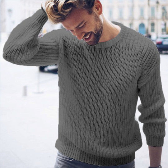 Herren Grobstrickpullover mit modernem Rippenmuster und lässigem Schnitt