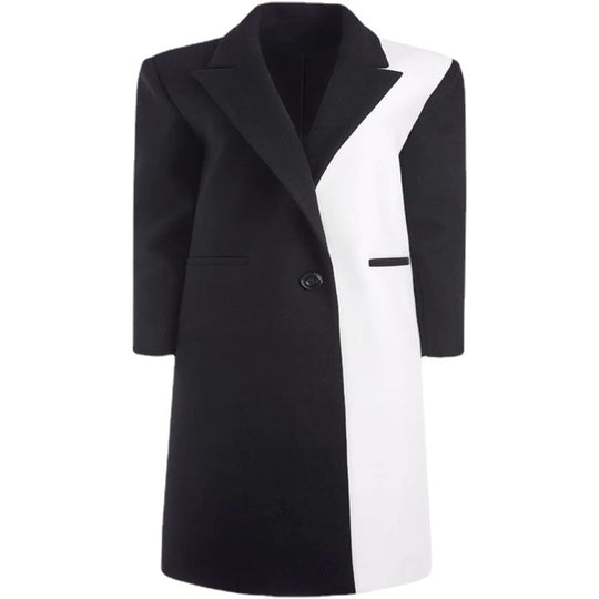 Damen Taillierter Midi‑Longcoat im Clean‑Tailoring mit kontrastiertem Innenfutter und Schalkragen Shop Nory