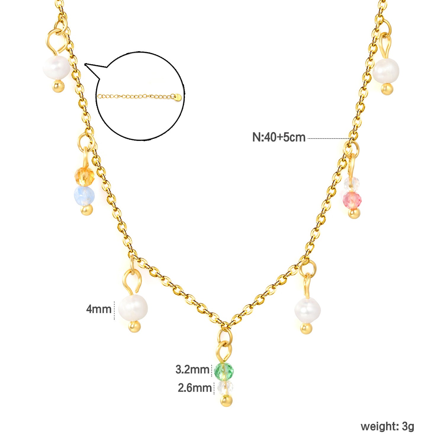 Damen Halskette mit funkelndem Kreuz-Anhänger und eleganten Glasperlen Shop Nory