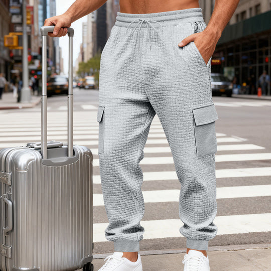 Herren Cargo-Jogginghose mit markanter Waffelstruktur, elastischem Bund und großen Klappentaschen Shop Nory