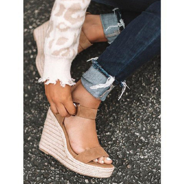 Damen Espadrille-Sandaletten mit hohem Plateau und komfortablem Riemendesign Shopnory