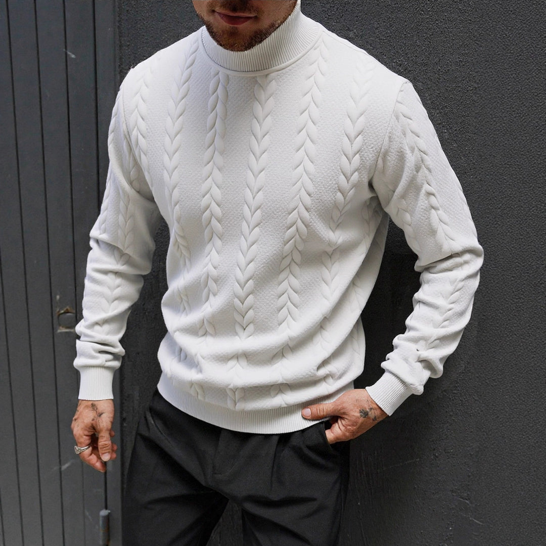 Herren Grobstrick-Rollkragenpullover mit Zopfmuster und gerippten Bündchen Shop Nory