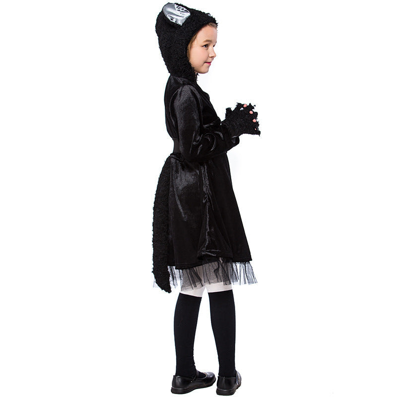 Mädchen Katzenkostüm mit Kapuze und detaillierten Accessoires Shop Nory